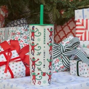 Starbucks x Roller Rabbit Stainless Steel Cold Cup 24 oz Monkey Mas Design